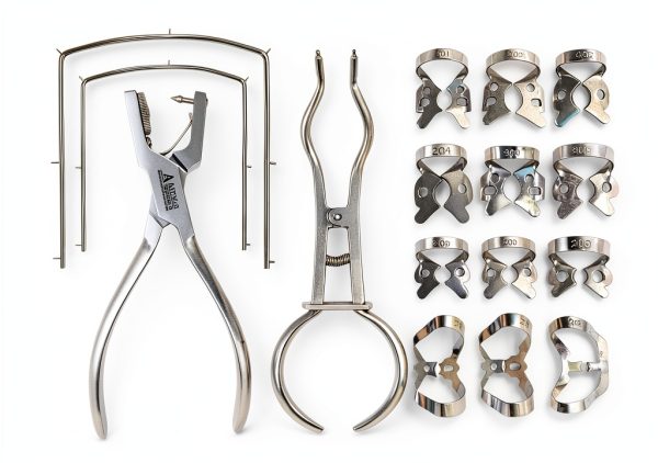 Rubber Dam Kit ARTMAN – 12 Anti‑Reflection Clamps and Punch Plier-0