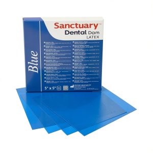 Dental Dam Sanctuary Heavy Gauge Blue 6x6 Inch Powder-Free Pack of 36-0