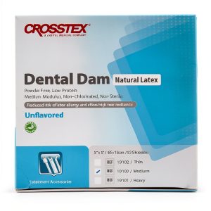 Crosstex 19100 Dental Dam Latex Unflavored Medium Gauge 5x5 Blue 52pcs-0