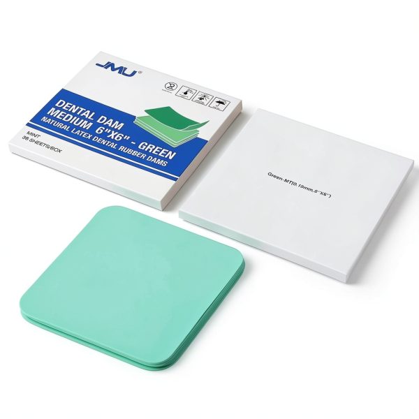 Latex Dental Dam JMU 6x6 Mint Green Medium Powder-Free Pack of 36-5