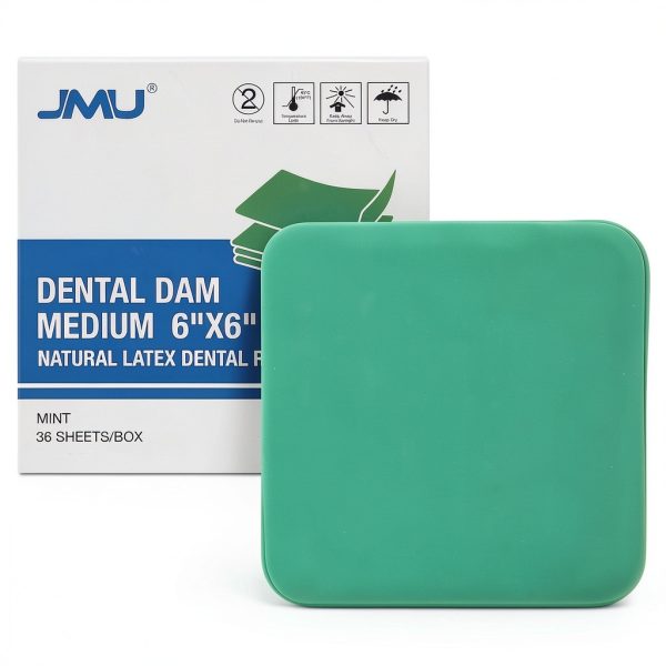 Latex Dental Dam JMU 6x6 Mint Green Medium Powder-Free Pack of 36-0