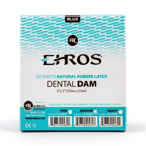 Rubber Dental Dam 5x5 Medium Blue Latex 52 Sheets by EHROS-0