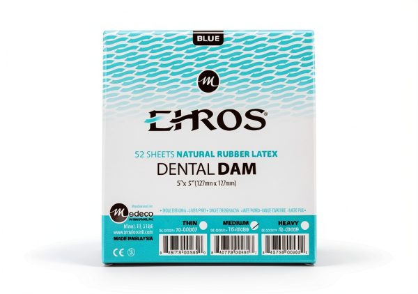 Rubber Dental Dam 5x5 Medium Blue Latex 52 Sheets by EHROS-0