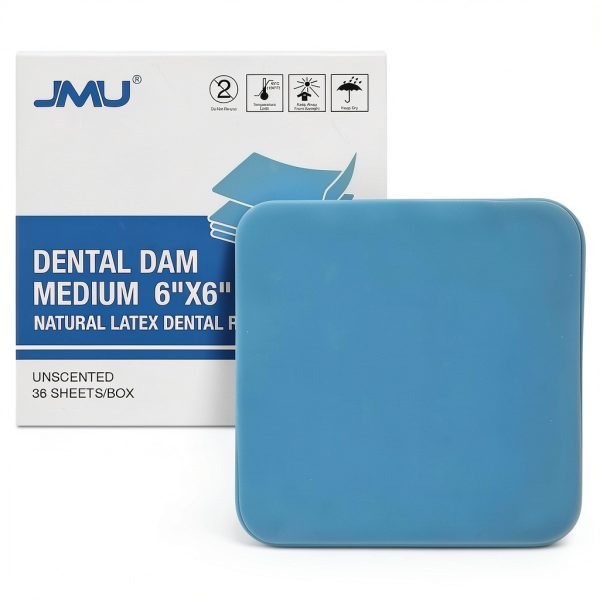 Latex Dental Dam JMU 6x6 Unscented Blue Medium Powder-Free Pack of 36-0